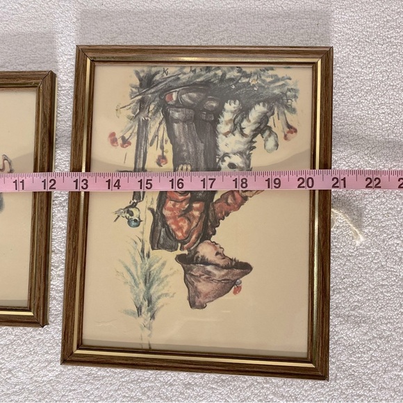 Vintage Framed Art Prints Set Kids Playing Boy With Kitten - Picture 6 of 10